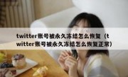 twitter账号被永久冻结怎么恢复（twitter账号被永久冻结怎么恢复正常）