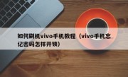 如何刷机vivo手机教程（vivo手机忘记密码怎样开锁）