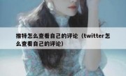推特怎么查看自己的评论（twitter怎么查看自己的评论）