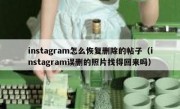 instagram怎么恢复删除的帖子（instagram误删的照片找得回来吗）