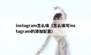instagram怎么填（怎么填写instagram的添加配置）