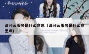 请问云服务是什么意思（请问云服务是什么意思啊）