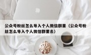 公众号粉丝怎么导入个人微信群里（公众号粉丝怎么导入个人微信群里去）