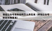 微信公众号有粉丝吗怎么弄出来（微信公众号粉丝从哪里来）
