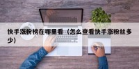 快手涨粉榜在哪里看（怎么查看快手涨粉丝多少）