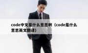 code中文是什么意思啊（code是什么意思英文翻译）