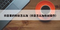 抖音里的粉丝怎么加（抖音怎么加粉丝操作）