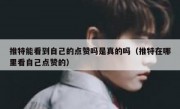 推特能看到自己的点赞吗是真的吗（推特在哪里看自己点赞的）