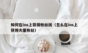 如何在ins上获得粉丝团（怎么在ins上获得大量粉丝）
