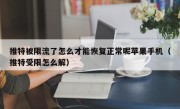 推特被限流了怎么才能恢复正常呢苹果手机（推特受限怎么解）