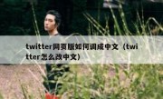 twitter网页版如何调成中文（twitter怎么改中文）