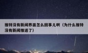 推特没有新闻界面怎么回事儿啊（为什么推特没有新闻推送了）