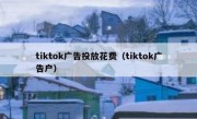 tiktok广告投放花费（tiktok广告户）