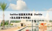 twitter设置英文界面（twitter怎么设置中文界面）