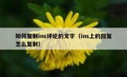 如何复制ins评论的文字（ins上的回复怎么复制）