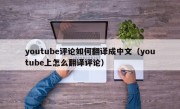 youtube评论如何翻译成中文（youtube上怎么翻译评论）