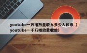 youtube一万播放量收入多少人民币（youtube一千万播放量收益）