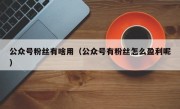 公众号粉丝有啥用（公众号有粉丝怎么盈利呢）