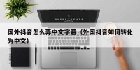 国外抖音怎么弄中文字幕（外国抖音如何转化为中文）