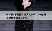ins可以不发图片只发文字吗（ins必须发照片才能写文字吗）