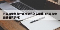 抖音加粉丝有什么用处吗怎么赚钱（抖音加粉赚钱是真的吗）