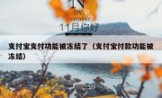 支付宝支付功能被冻结了（支付宝付款功能被冻结）