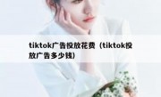 tiktok广告投放花费（tiktok投放广告多少钱）