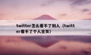 twitter怎么看不了别人（twitter看不了个人主页）