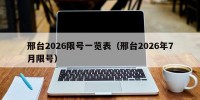 邢台2026限号一览表（邢台2026年7月限号）