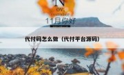 代付码怎么做（代付平台源码）