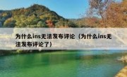 为什么ins无法发布评论（为什么ins无法发布评论了）