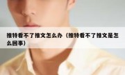 推特看不了推文怎么办（推特看不了推文是怎么回事）