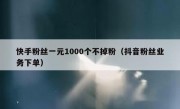 快手粉丝一元1000个不掉粉（抖音粉丝业务下单）