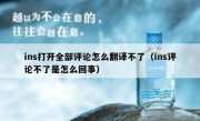 ins打开全部评论怎么翻译不了（ins评论不了是怎么回事）