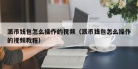 派币钱包怎么操作的视频（派币钱包怎么操作的视频教程）
