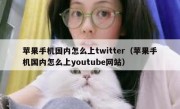 苹果手机国内怎么上twitter（苹果手机国内怎么上youtube网站）