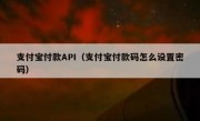 支付宝付款API（支付宝付款码怎么设置密码）