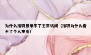 为什么推特显示不了主页访问（推特为什么看不了个人主页）