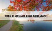 推特设置（推特设置里面找不到隐藏内容）
