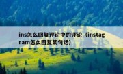 ins怎么回复评论中的评论（instagram怎么回复某句话）