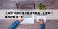 北京2026限行尾号轮换表最新（北京限行尾号轮换将开始）