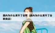 国内为什么用不了谷歌（国内为什么用不了谷歌商店）