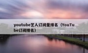 youtube艺人订阅量排名（YouTube订阅排名）