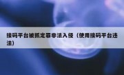接码平台被抓定罪非法入侵（使用接码平台违法）