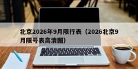 北京2026年9月限行表（2026北京9月限号表高清图）