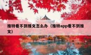 推特看不到推文怎么办（推特app看不到推文）