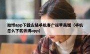 微博app下载安装手机客户端苹果版（手机怎么下载微博app）