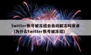 twitter账号被冻结会自动解冻吗安卓（为什么twitter账号被冻结）
