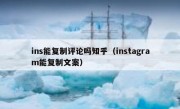 ins能复制评论吗知乎（instagram能复制文案）