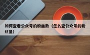 如何查看公众号的粉丝数（怎么查公众号的粉丝量）